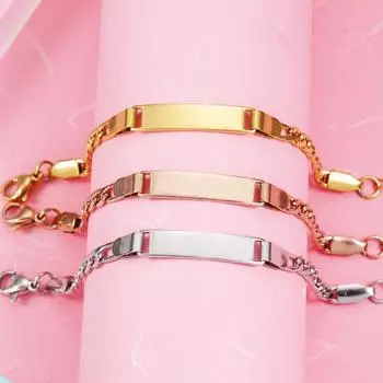 Браслет из нержавеющей стали с лазерной надписью, персонализированные подарочные украшения 13+3cm серебряный