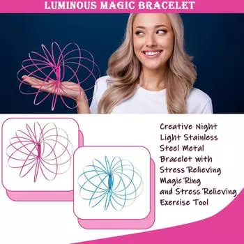 Браслет из нержавеющей стали с подсветкой, металлический браслет, вращающееся 3D-кольцо, мобильный браслет, светящийся One Size красный
