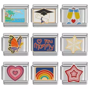 Браслет из нержавеющей стали с подвеской из Италии, 9 мм, смешанная серия