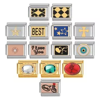 Браслет из нержавеющей стали с подвеской в итальянском стиле своими руками, 9 мм, серия Mix Best Love