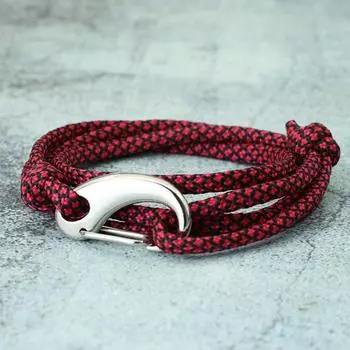 Браслет из нержавеющей стали с застежкой-карабином, многослойная обертка, тканевая веревка, ручная работа, плетеный, регулируемый, подарок на запястье белый