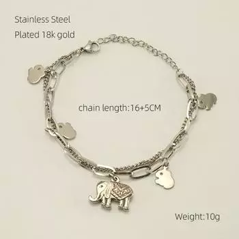 Браслет из нержавеющей стали, титановая сталь, 18-каратное золото, слон, ниша, универсальный дизайн, ювелирные изделия