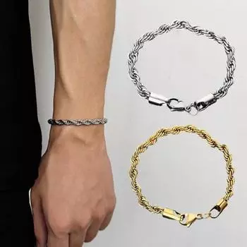 Браслет из нержавеющей стали Twist для мужчин и женщин с полированной отделкой, формальный, рождественский Twist 20cm серебряный