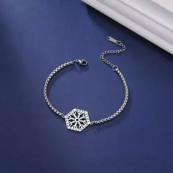 Браслет из нержавеющей стали Viking Valhalla для женщин, шикарный браслет Viking Nordic с 24 рунами алфавита и снежинками в виде диска