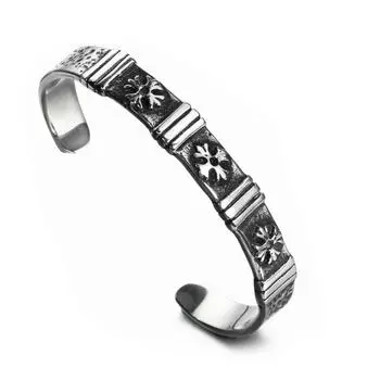 Браслет из нержавеющей стали в стиле хип-хоп, простой ретро-крест, ювелирные изделия