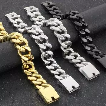 Браслет из нержавеющей стали в стиле хип-хоп, мужские аксессуары, рождественские подарки, ювелирные изделия, матовая 20-миллиметровая ширина, браслеты с цепочкой для мужчин 22CM серебряный