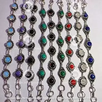 Браслет из нескольких и смешанных драгоценных камней, оптовая партия, браслет ручной работы, покрытый серебром 925 пробы, регулируемый браслет-манжета, бесплатная доставка Free Size красный