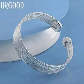 Браслет из нескольких линий из стерлингового серебра 925 пробы, модные свадебные украшения 60MM