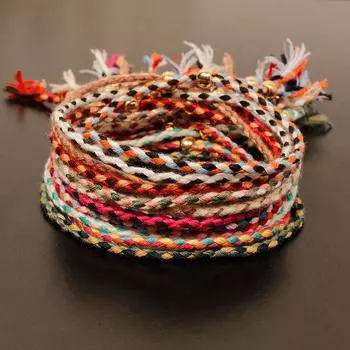 Браслет из ниток и веревок ручной работы с кисточками и узлами золотого цвета, этнические украшения для женщин и мужчин, тибетские браслеты с плетением из ниток