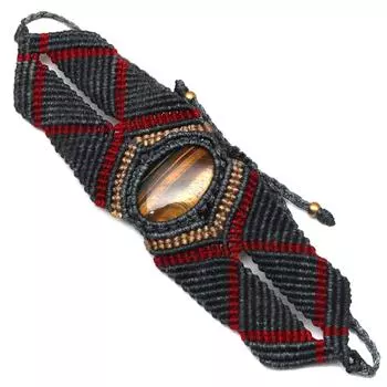 Браслет из ниток макраме с драгоценными камнями ручной работы 8-10 дюймов Ad Tiger Eye S Ethnic