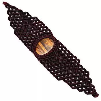 Браслет из ниток макраме с драгоценными камнями ручной работы 8-10 дюймов Ad Tiger Eye S Ethnic