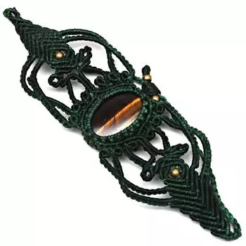 Браслет из ниток макраме с драгоценными камнями ручной работы 8-10 дюймов Ad Tiger Eye S Ethnic