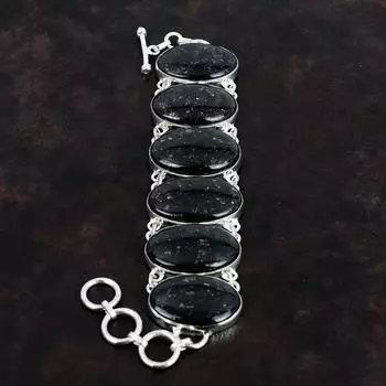 Браслет из нууммита Браслет ручной работы из драгоценных камней Браслет из стерлингового серебра 925 пробы Регулируемый браслет-цепочка Подарок на помолвку Дизайнерские серебряные украшения Adjustable