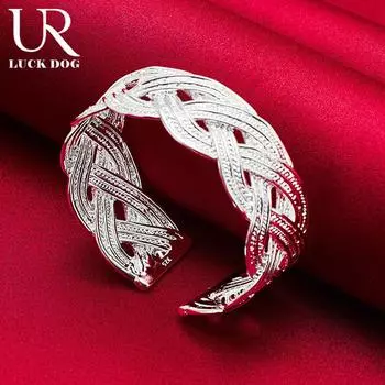 Браслет из переплетенной сетки 27 мм из стерлингового серебра 925 пробы, модные свадебные украшения 60MM