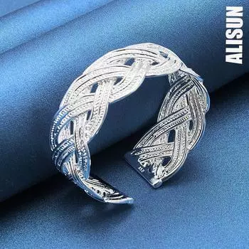 Браслет из переплетенной сетки 27 мм из стерлингового серебра 925 пробы, модные свадебные украшения 60MM