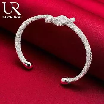 Браслет из переплетенной сетки из стерлингового серебра 925 пробы, модные свадебные украшения 65MM