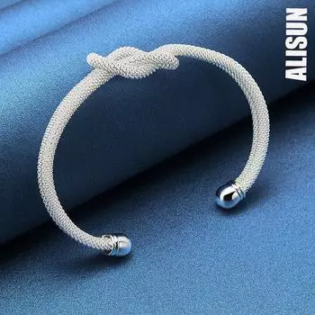 Браслет из переплетенной сетки из стерлингового серебра 925 пробы, модные свадебные украшения 65mm