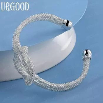 Браслет из переплетенной сетки из стерлингового серебра 925 пробы, модные свадебные украшения 65MM