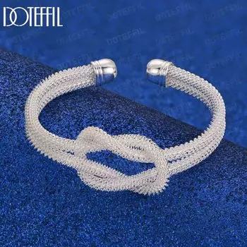 Браслет из переплетенной сетки из стерлингового серебра 925 пробы, модные свадебные украшения 65MM