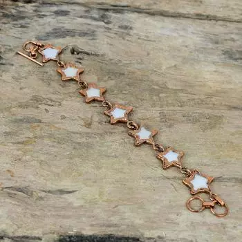 Браслет из перламутра, гальванический медный браслет, регулируемый браслет-цепочка, гальванические ювелирные изделия, браслет из настоящего драгоценного камня, браслет со звездой