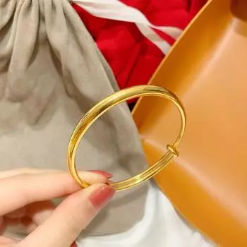 Браслет из песочного золота. Гладкий скользящий браслет. Женский регулируемый. Два поколения. Счастливое наследство. Древний метод покрытия. Adjustable size