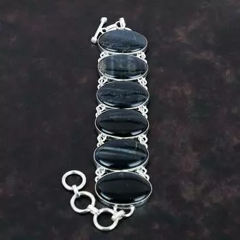 Браслет из Питерсита Оригинальный браслет из драгоценных камней Браслет из стерлингового серебра 925 пробы Ювелирные изделия из Питерсита Регулируемый браслет-цепочка Ювелирные изделия ручной работы для подарка Adjustable