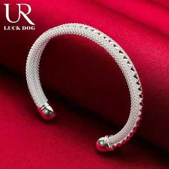 Браслет из плетеной сетки из стерлингового серебра 925 пробы, модные свадебные украшения 60MM