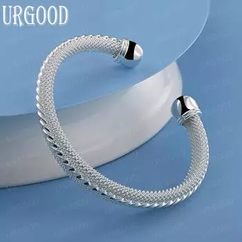 Браслет из плетеной сетки из стерлингового серебра 925 пробы, модные свадебные украшения 60MM