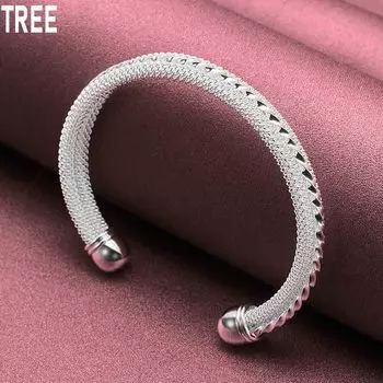 Браслет из плетеной сетки из стерлингового серебра 925 пробы, модные украшения для свадьбы 60mm