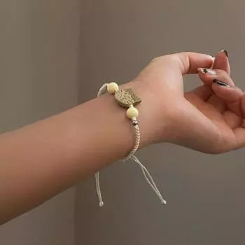 Браслет из плетеной веревки с изображением мультяшного кота, простой дизайн, регулируемый женский браслет, ювелирные изделия