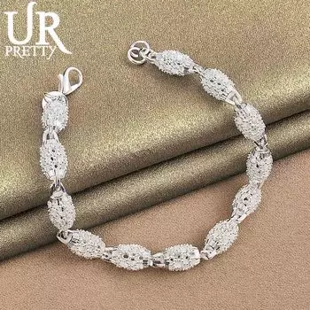 Браслет из полого серебра 925 пробы с бусинами, модные свадебные украшения 20CM