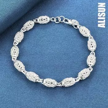 Браслет из полого серебра 925 пробы с бусинами, модные свадебные украшения 20CM