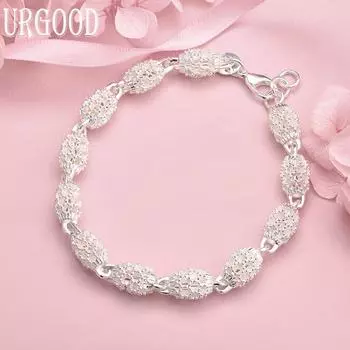 Браслет из полого серебра 925 пробы с бусинами, модные свадебные украшения 20CM