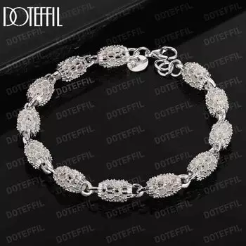 Браслет из полого серебра 925 пробы с бусинами, модные свадебные украшения 20CM