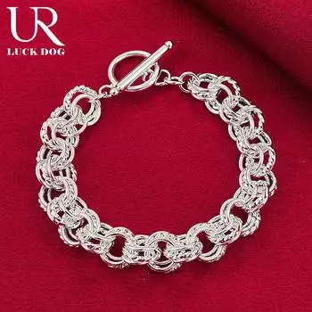 Браслет из полой круглой цепочки из стерлингового серебра 925 пробы, свадебная мода, свадебные украшения 20CM