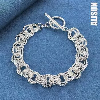 Браслет из полой круглой цепочки из стерлингового серебра 925 пробы, свадебная мода, свадебные украшения 20CM