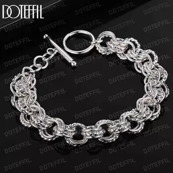 Браслет из полой круглой цепочки из стерлингового серебра 925 пробы, свадебная мода, свадебные украшения 20CM