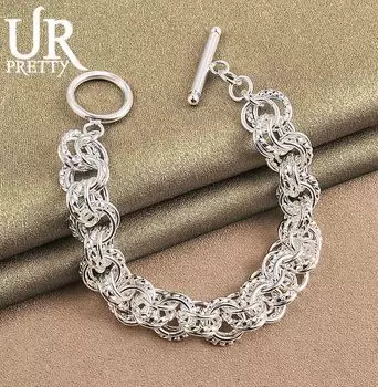 Браслет из полой круглой цепочки из стерлингового серебра 925 пробы, свадебная мода, свадебные украшения 20CM