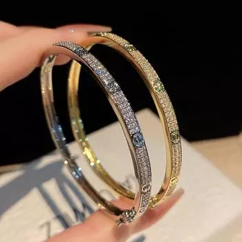 Браслет из позолоченного сверкающего циркония, универсальный и высококачественный женский легкий браслет в роскошном стиле 17CM