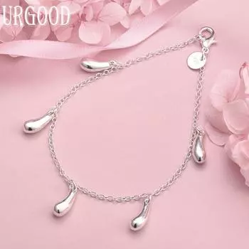 Браслет из пяти капель из стерлингового серебра 925 пробы с каплями дождя, модные свадебные украшения 20CM