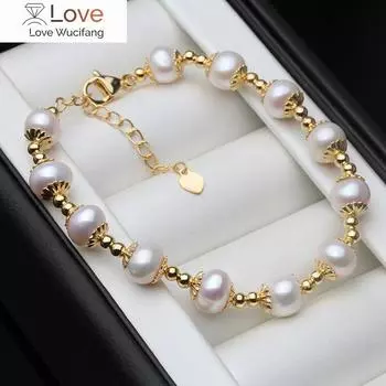 Браслет из пресноводного круглого жемчуга, женский браслет из натурального жемчуга, ювелирные изделия, подарок на день рождения для девочки и дочки