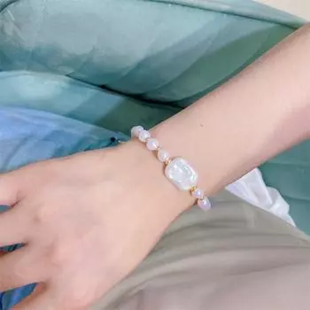 Браслет из пресноводного жемчуга в стиле барокко, красочный квадратный браслет, маленький дизайн, персонализированный модный браслет