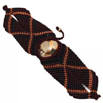 Браслет из яшмы и ниток макраме с драгоценными камнями ручной работы 8-10 дюймов Ad Septarian