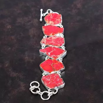 Браслет из яшмы из осадков Красного моря Браслет ручной работы из драгоценных камней Браслет из стерлингового серебра 925 пробы Регулируемый браслет-цепочка Бохо Ювелирный подарок для него Adjustable