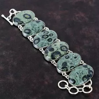 Браслет из яшмы Камбаба, браслет из стерлингового серебра 925 пробы, достойные ювелирные изделия из драгоценных камней, регулируемый браслет-цепочка, изящный браслет ручной работы, подарок для мамы