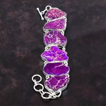 Браслет из яшмы с фиолетовым морским осадком, ювелирные изделия из настоящего драгоценного камня, браслет из стерлингового серебра 925 пробы, регулируемый браслет-цепочка, браслет ручной работы для подарка Adjustable