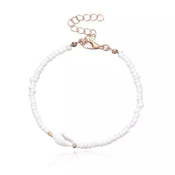 Браслет из раковины ракушки, женский браслет из белого бисера с ручной резьбой, ювелирные изделия 20cm+6cm белый