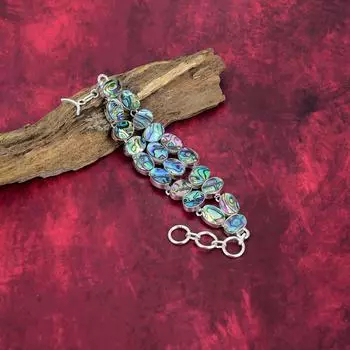 Браслет из ракушки абалон 925 пробы, регулируемый браслет-цепочка, подарок для женщин, браслет ручной работы с драгоценными камнями Adjustable with 8 inches синий