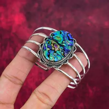 Браслет из ракушки Abalone Shell Bangle из цельного серебра 925 пробы, ювелирные изделия из драгоценных камней, браслет ручной работы, для свадебного подарка Adjustable синий