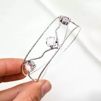 Браслет из розового кунцита из стерлингового серебра 925 пробы, регулируемый, ювелирные изделия ручной работы с драгоценными камнями, подарок маме, антикварные ювелирные изделия Adjustable розовый